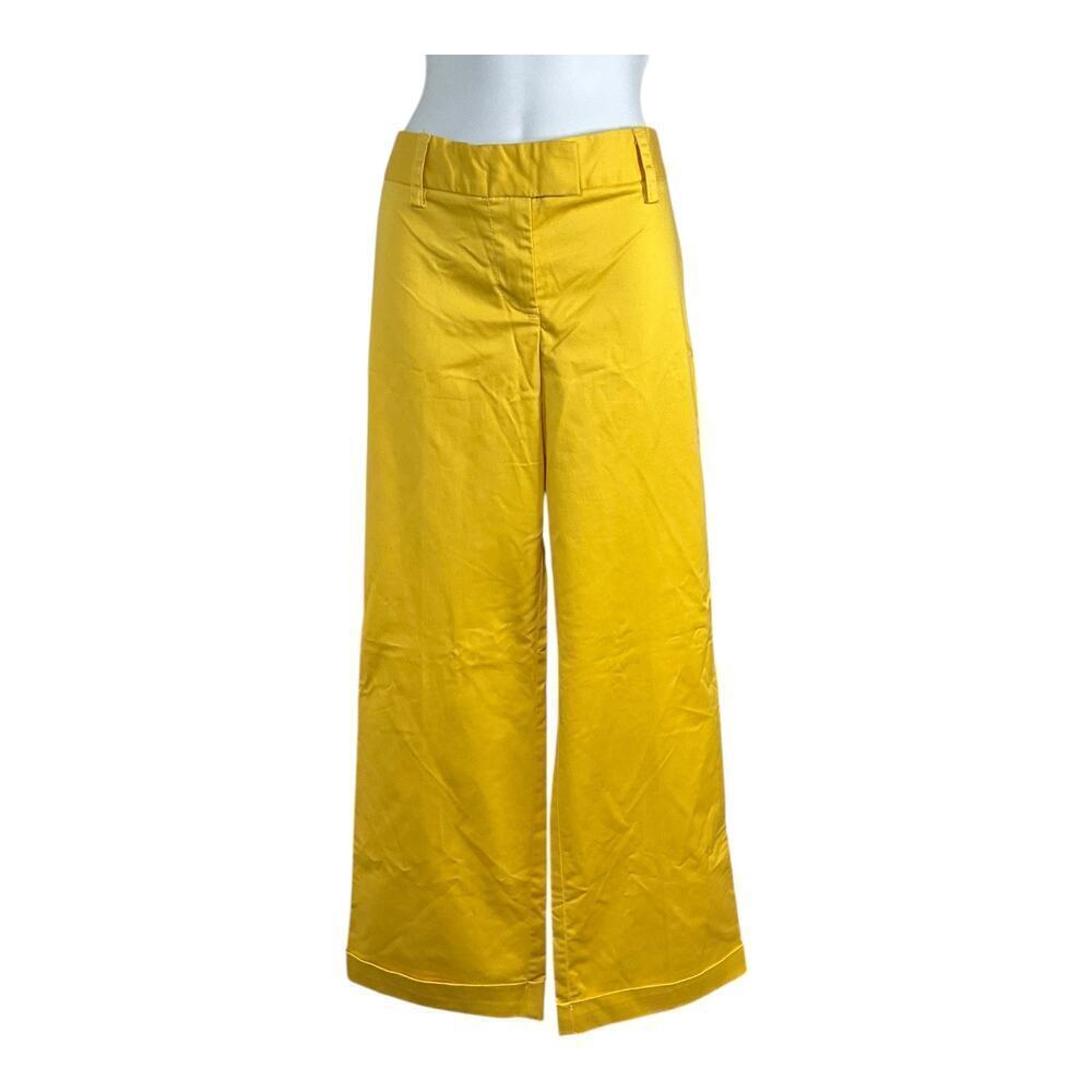 J. Crew New With Tag Yellow Stretch SZ 6 City Fit Wide Leg 98% Cotton High Waist